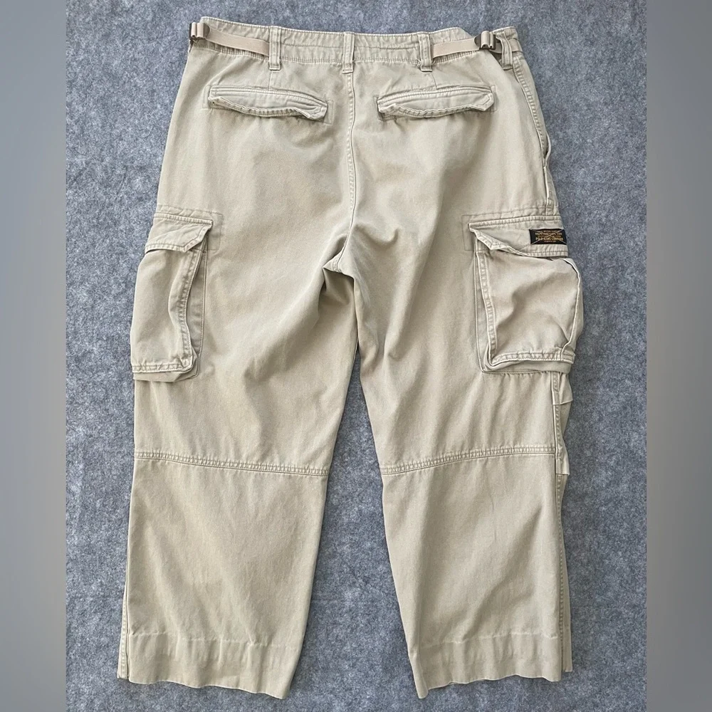 VTG Polo Jeans Co Ralph Lauren Cargo Pants Mens 38x30 (~26.5) Khaki Y2K Utility - Picture 16 of 16